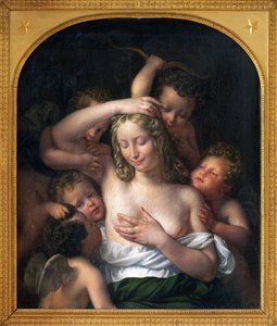 Nimf en Liefde. Schilderij door Jean Pierre Granger (1779-1840), olieverf op hout, 96.5 x82 cm door Jean Pierre Granger