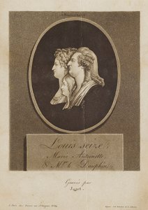 Louis Seize, Marie Antoinette en Mgr. le Dauphin door Jean Pierre Marie Jazet