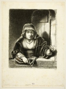 Vrouw bij een Raam door Jean Pierre Norblin de La Gourdaine