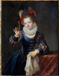 Jong meisje met masker door Jean Raoux