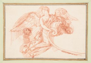 Gevleugelde vrouwelijke figuur met decoratieve rol door Jean Robert Ango