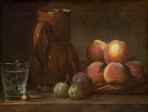 Fruit, Kruik en een Glas door Jean Baptiste Simeon Chardin