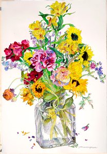 Zonnebloemen, Godetia, Alstroemeria, Ranonkel