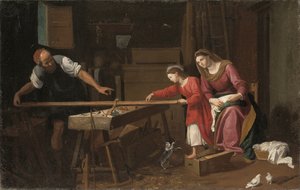 De Heilige Familie in de werkplaats van de timmerman
