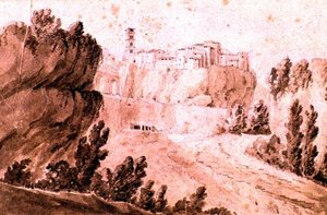 Uitzicht op de Stad Bracciano, c.1810 door Jean Thomas Thibault