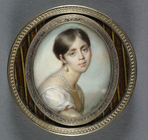 Portret van een jonge vrouw in het wit, 1805 door Jean Urbain Guerin