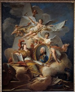 Allegorisch portret van Louis Charles Auguste Fouquet, hertog van Belle Isle, maarschalk van Frankrijk (1684-1761). Schilderij door Jean Valade (1758) door Jean Valade