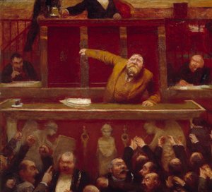 De socialistische afgevaardigde Jean Jaures in de galerij van de Kamer van Afgevaardigden (detail)