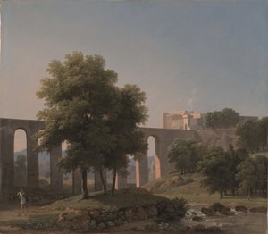 Een aquaduct bij een fort door Jean Victor Bertin