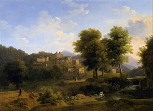 Uitzicht op een stad in de Sabine heuvels door Jean Victor Bertin
