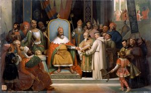 Karel de Grote ontvangt Alcuin, 780 door Jean Victor Schnetz