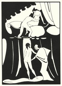 De liefdesboeken van Ovidius: Ze verheugt zich om de kuisheid van het huwelijksbed te ontheiligen door Jean de Bosschere