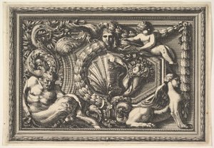 Ontwerp voor een Paneel met Twee Varianten met een Sater en een Sfinx, uit: Pannea..., 17e eeuw door Jean le Pautre