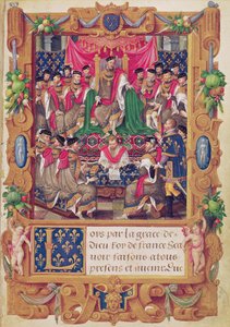 Henri II zit een kapittelvergadering van de Franse ridderorde van Saint-Michel voor