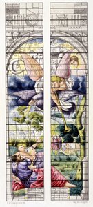Reproductie van een scène van de Apocalyps, geschilderd door Jean Cousin de Oudere (1490-1560), Heilige Kapel van Vincennes