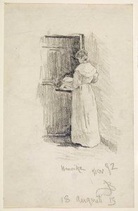 Zuster van de kunstenares met dienblad door Jeanna Bauck