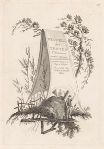Man met stok bij tent door Jeanne Deny