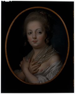 Een jonge vrouw bij haar toilet