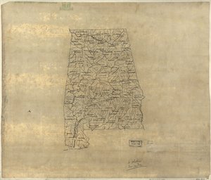 Basiskaart van Alabama. LOC 2005625108 door Jedediah Hotchkiss