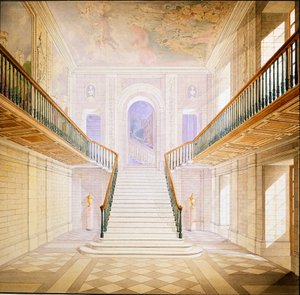 Ontwerp voor een trap in de Painted Hall, Chatsworth door Jeffry Wyatville