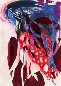 Karmozijnrood en indigo: abstracte stroming door Jenja Braun