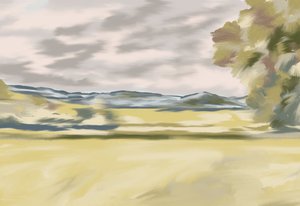 Landschap met glooiende heuvels door Jenna Alheit