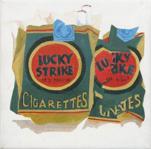 Groene Lucky Strike pakjes (acryl) door Jennifer Abbott
