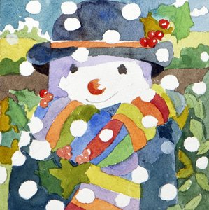 Sneeuwpop in sneeuw, 2011 (aquarel) door Jennifer Abbott