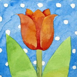 Tulp blauw wit gevlekte achtergrond, 2013 (aquarel) door Jennifer Abbott