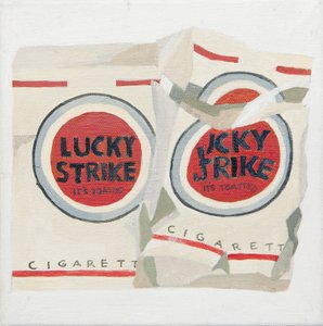 Witte Lucky Strike sigarettenpakjes (acryl) door Jennifer Abbott