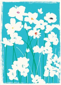 Turquoise Bloemen door Jenny Frean