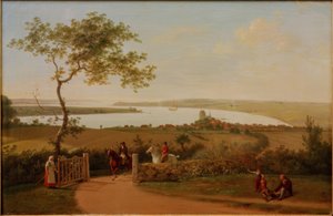 Uitzicht over de Kleine Belt vanaf een heuvel bij Middelfart