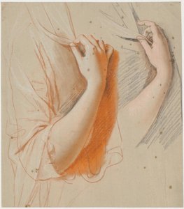 Studie van een Vrouwelijke Rechterarm, Houdend een Sluier; Voorbereidend Werk voor het Portret van Gravin Constance Bernstorff, Geboren Knuth