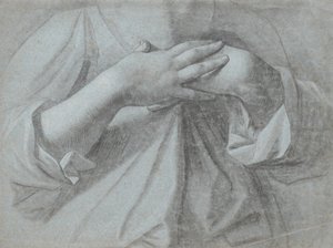 Studie van een paar handen, gekruist over de borst door Jens Juel