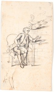 Studie voor het Holmskiold-familieportret uit 1787: geheime raad. Theodor Holmskiold zittend aan een tafel door Jens Juel
