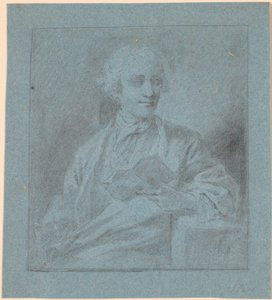 Studie van een zittende jonge man met een stuk papier in de hand (halffiguur en face)