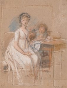 Ontwerp voor een portretgroep. Regine Sophie Tutein, geboren Wraatz met zoon Peter