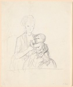 Ontwerp voor het portret van gravin Sophie Magdalene Raben, geboren von Qualen met haar oudste zoon, geboren 1784