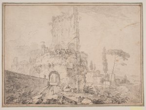 Landschap met ruïnes buiten Rome door Jens Petersen Lund