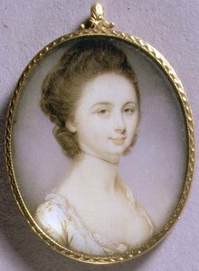 Portretminiatuur van een dame in een witte jurk, ca. 1780-85