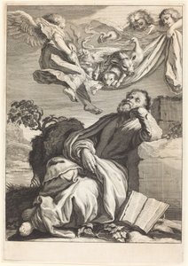 De droom van Sint Pieter door Jeremias Falck after Johann Liss