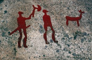 Hinderlaag, Bronstijd rotstekening, Tanum, Västra Götaland, Zweden door Jerker Norlander