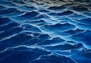 Blauwe zee, 2020 (tempera op papier) door Jerome Glomaud