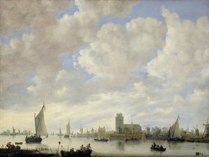 Gezicht op de Merwede bij Dordrecht door Jeronymus van Diest (II) (attributed to)