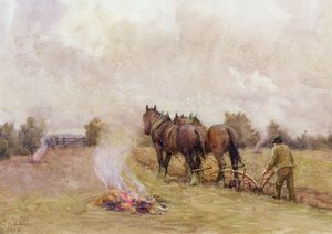 Ploegscène met Vuren in een Veld, 1910