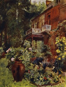Leighton House, het balkon van de studio, vanuit de tuin door Jessie MacGregor