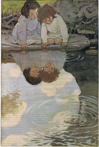 Kinderen die naar hun reflecties kijken, uit 