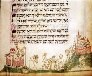Fragment van een pagina van Machazor: gebedenboek in het Hebreeuws door Jewish School