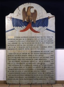 Inscriptie op hout: Joods gebed in het Frans voor keizer Napoleon III. 19e eeuws Elzas door Jewish School