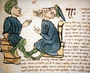 Jodendom: Voorstelling van het leren van een rabbi. 15e-eeuws manuscript. Biblioteca Palatina, Parma door Jewish School
